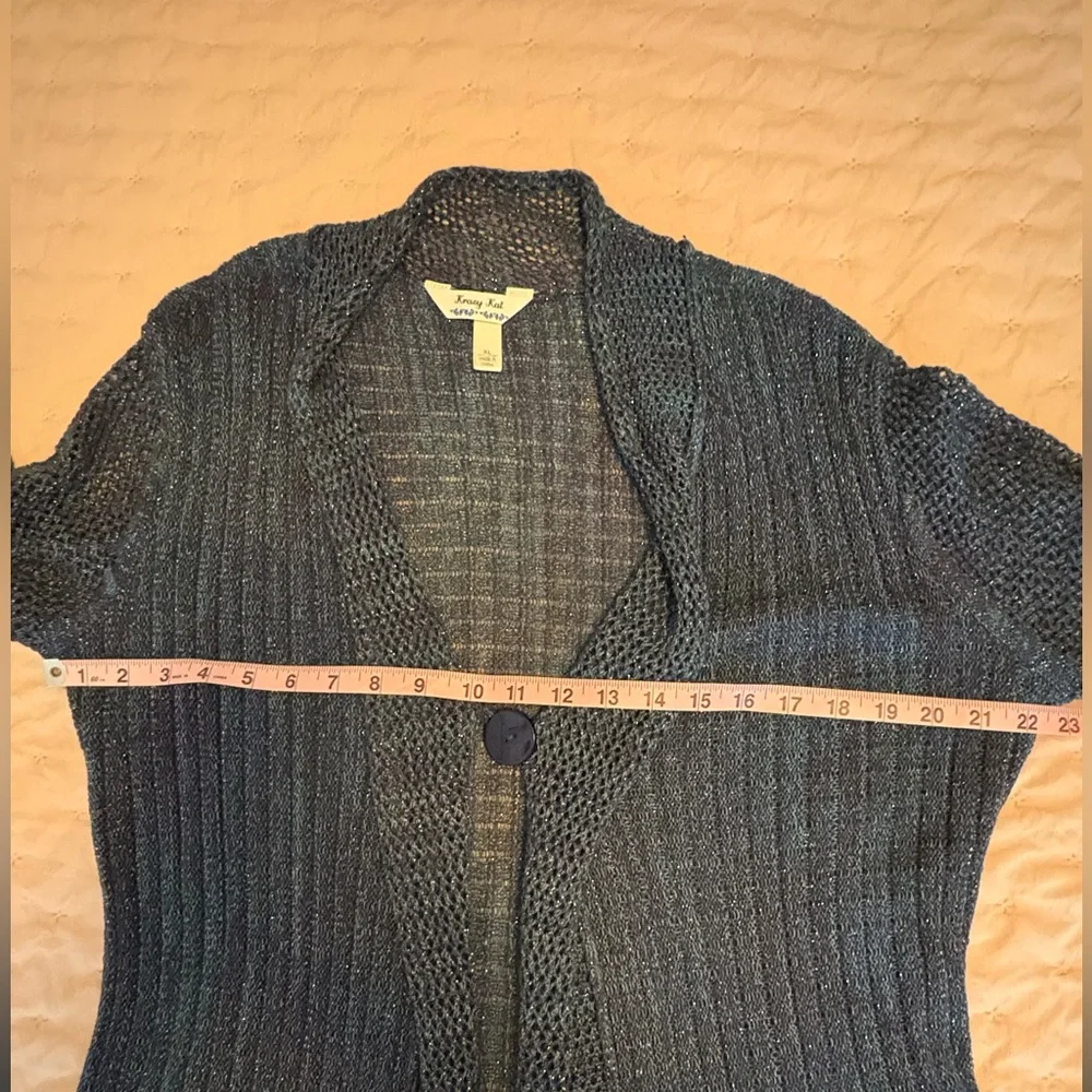 Krazy Kat Blue and Black Open Knit Cardigan